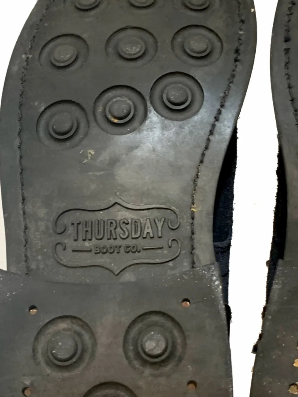 Thursday boots captain Men's Navy Suede and Brown Leather Cap-Toe Lace-Up Boots